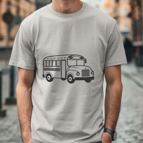 Colorful Kids' Ride Illustration An illustrated school bus with detailed wheels and windows.
