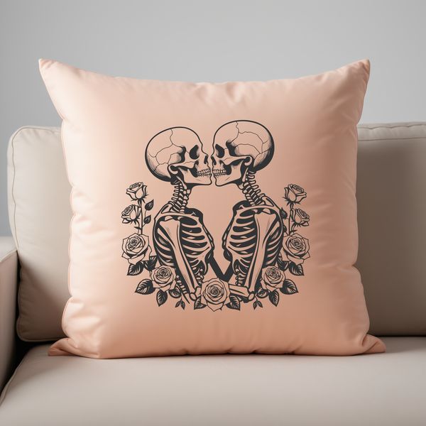 Love Symbol SVG A cartoon skeleton holding a bouquet of roses with thorns, symbolizing love and relationships.