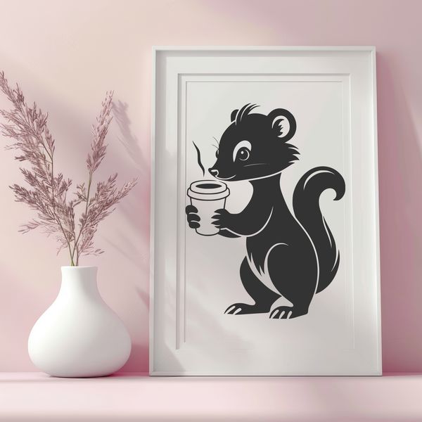 Free Skunk Clip Art Vector A simple illustration of a wild skunk, suitable for digital design and cutting projects.