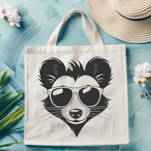 Wild Skunk in Shades A wild skunk standing on its hind legs wearing fashionable sunglasses.