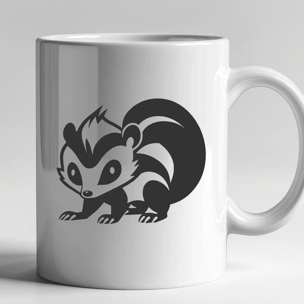 Wild Skunk Graphic Design An SVG vector graphic design of a wild animal skunk, suitable for digital use.