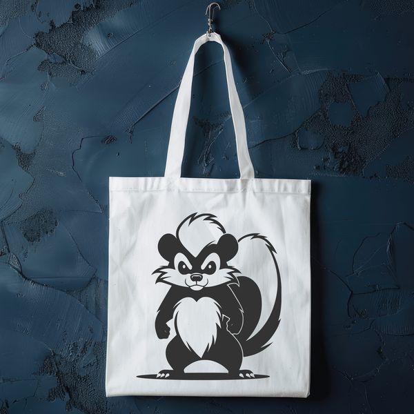 A digital representation of a wild animal skunk rendered as a scalable vector graphic image.
