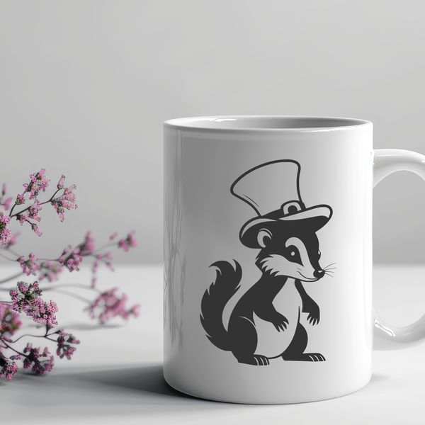 Adorable Skunk Wearing a Hat A skunk wearing a hat in a whimsical illustration.