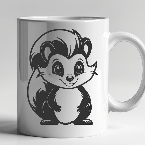 Cute Striped Skunk Illustration A cartoon-style illustration of a skunk with distinctive black and white stripes.