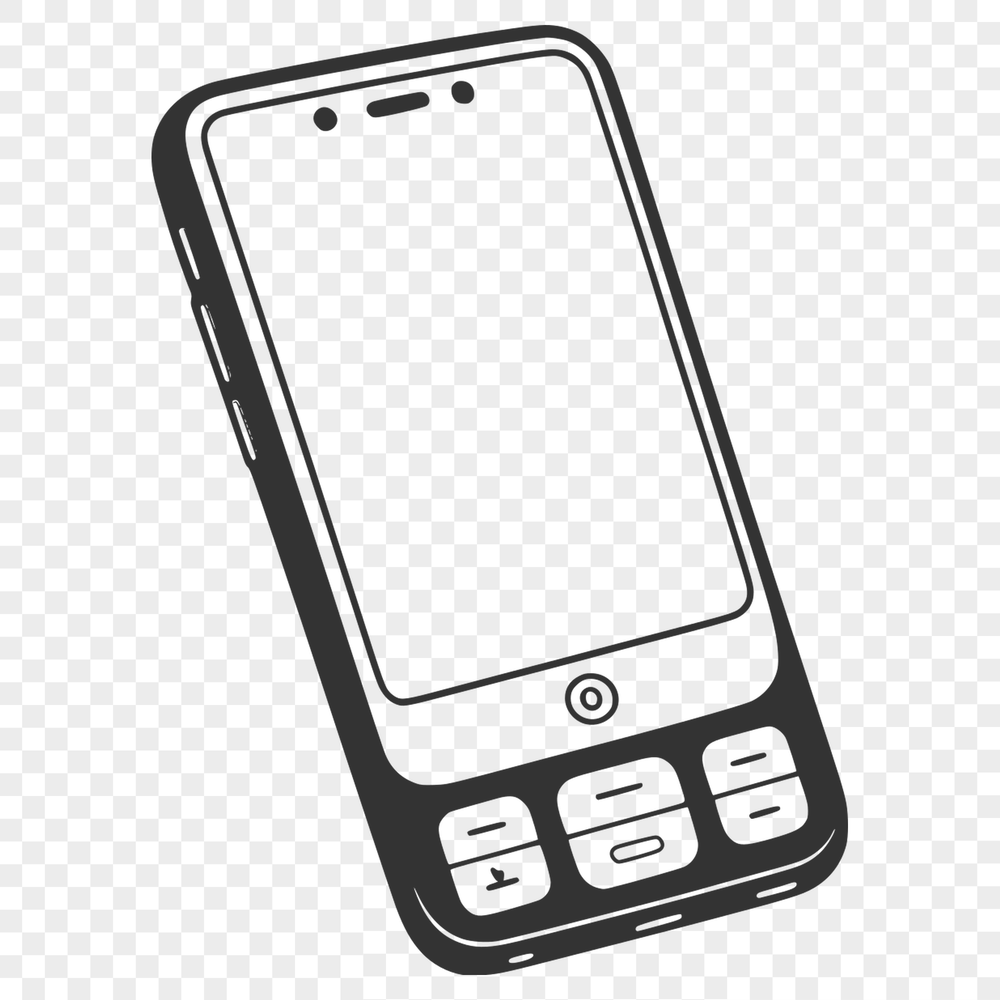 A detailed illustration of a mobile phone with various features highlighted.