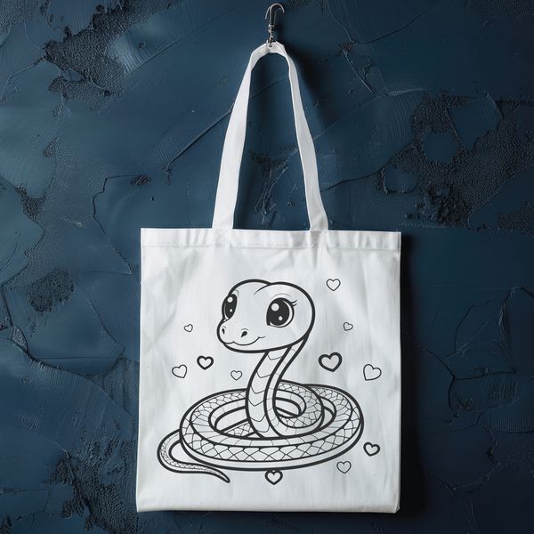 A simple illustration of a snake with heart patterns, suitable for various digital applications.