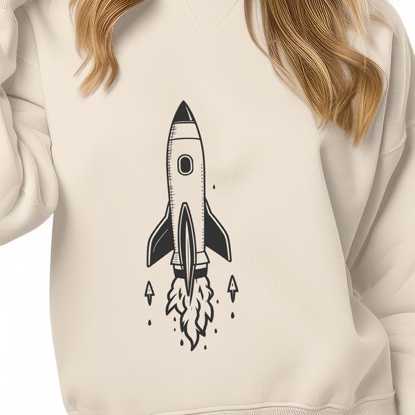Rocket Ship Graphic Element Graphic design element featuring a detailed rocket ship for commercial or personal use.