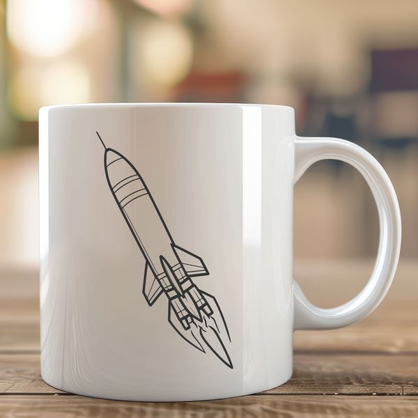 Sleek Rocket Illustration Vector Art A detailed digital illustration of a spaceship with sleek lines and futuristic design elements.