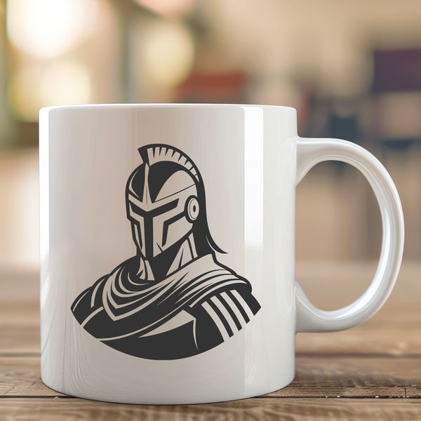 Detailed Spartan Illustration Vector A detailed illustration of a Spartan warrior in ancient Greek attire, suitable for crafting and design purposes.