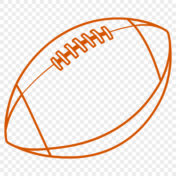 A white American football with brown laces on a green gridiron background.