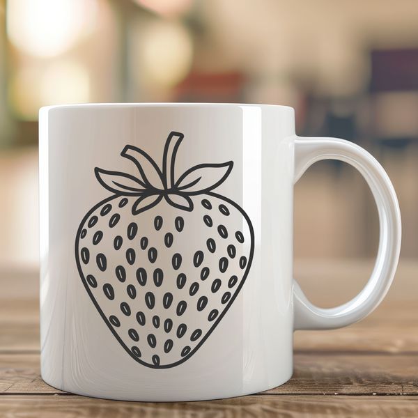 Green and Red Fruit Icon A red strawberry with green leaves and stem, suitable for use in vector designs.