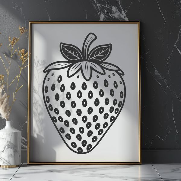Free Vector Strawberry Icon A digital illustration of a single strawberry with green stem and leaves.