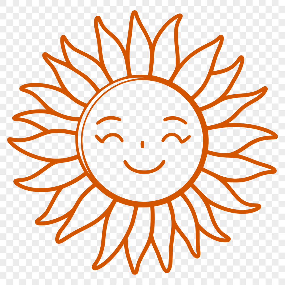 A digital illustration of the sun as a circular shape with solar flares.