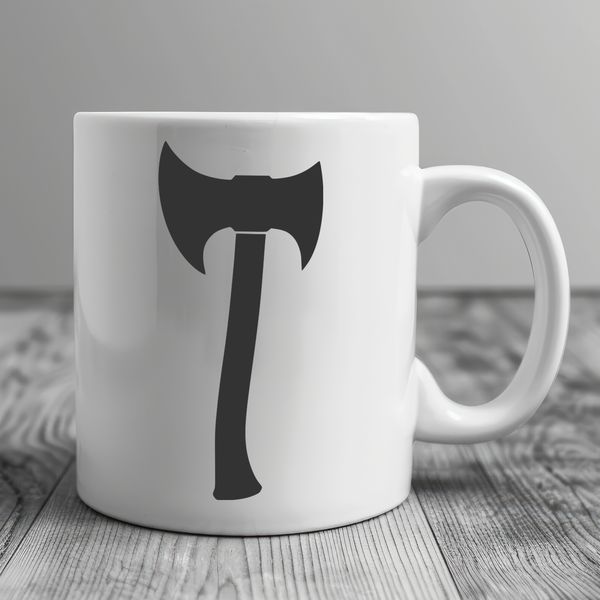 Graphic Axe Design SVG A graphic illustration of a traditional axe with a rounded blade and wooden handle.