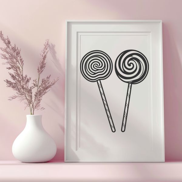 A colorful, hand-drawn illustration of a lollipop on a white background.