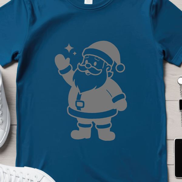 A digital illustration of Santa Claus in silhouette.