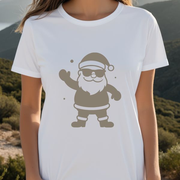 Illustrated vector artwork of Father Christmas in festive attire.