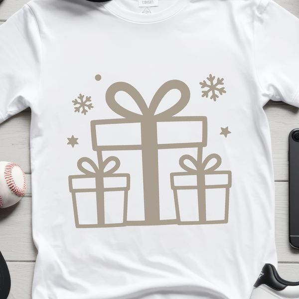 A small svg gift box with a festive ribbon, ideal for Christmas decorations or commercial use.