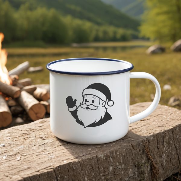 A festive illustration of Santa Claus in a traditional Christmas theme.