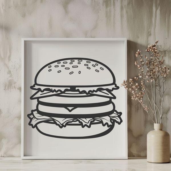 Food Icon Design A classic burger design featuring a patty, bun, and lettuce on top.