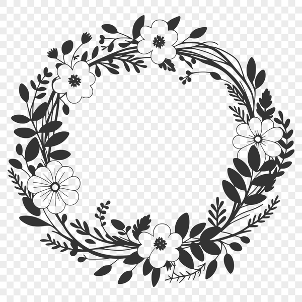 Floral Wreath Template for Cricut and Cutting Machines A detailed floral wreath design created with vector art, suitable for cutting machines like Cricut.