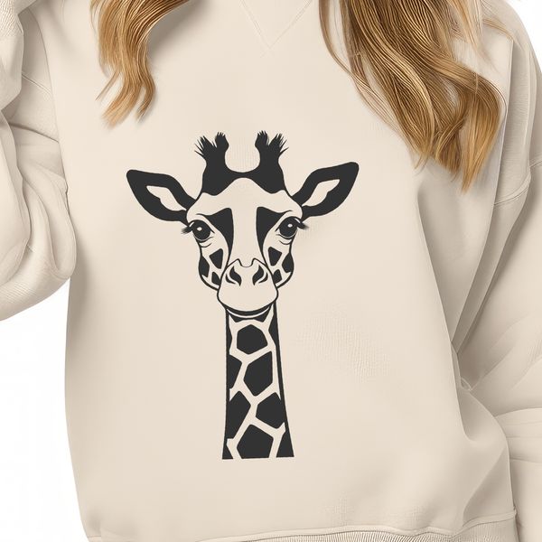 Spotted Mammal SVG Design A tall, spotted mammal standing on savannah grasslands.