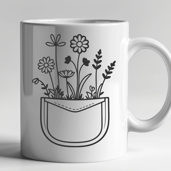 Wildflower Pocket Illustration A stylized illustration of a pocket featuring a cluster of wild flowers.