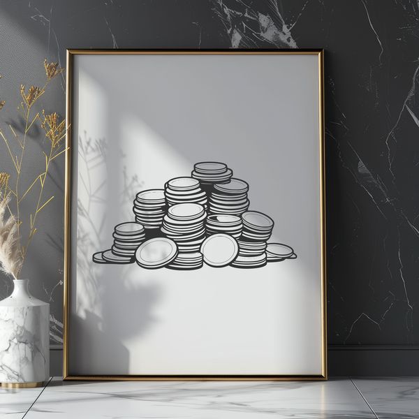 Set of metallic coins SVG SVG illustration of a set of metallic coins with various denominations.