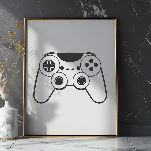 Free SVG Game Console Design A digital game controller with buttons and sticks, designed as a vector graphic.