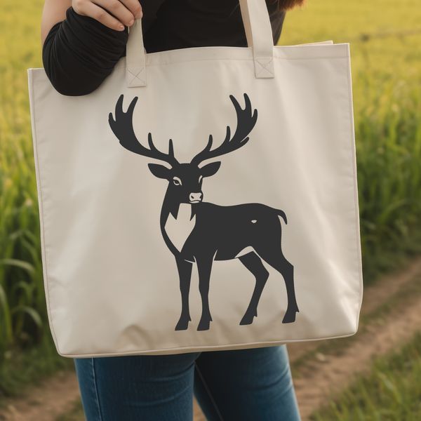 A vector illustration of a reindeer in silhouette against a simple background.