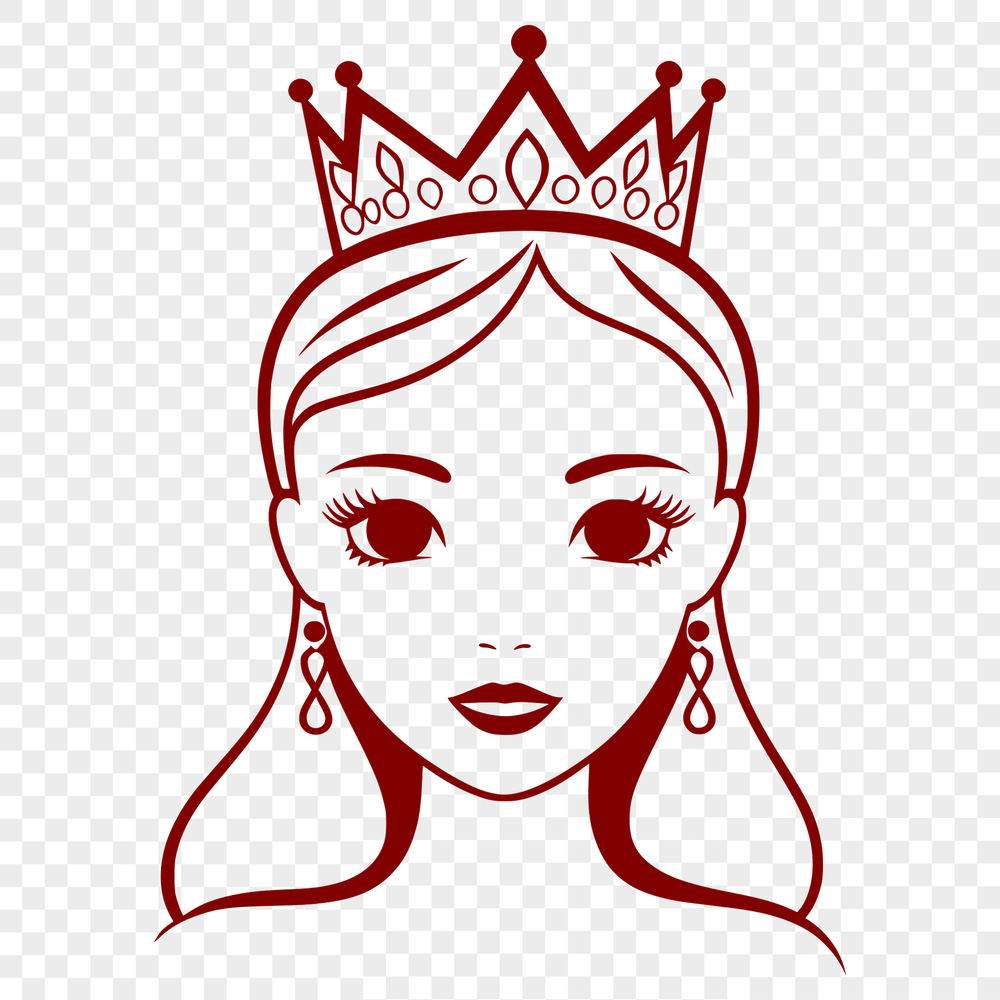 Regal Young Lady SVG Cutout A young female character dressed in royal attire, suitable for vector art projects.