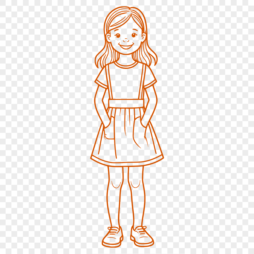 Vector Girl Character Clip Art A young girl character designed as vector art, suitable for cutting machines like Cricut.