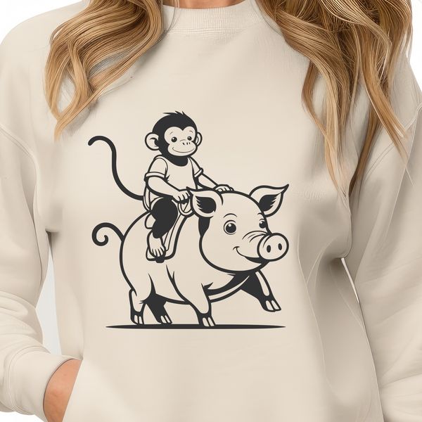 SVG Vector Art of a Monkey Pig Mixture An illustration of a monkey and pig combined in a single animal, created as an SVG file for digital use.
