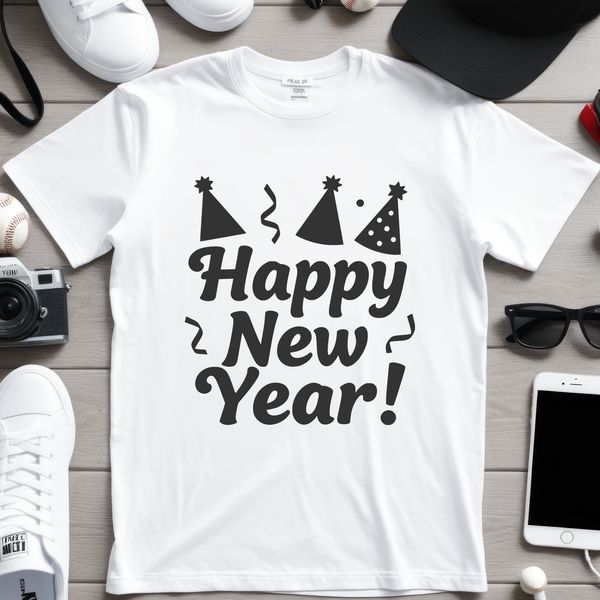 A stylized illustration of the New Year's theme, featuring inspirational quotes for reflection and goal-setting.