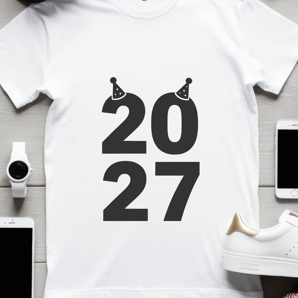 Illustrative vector art of the year 2027 New Year with inspirational quotes.