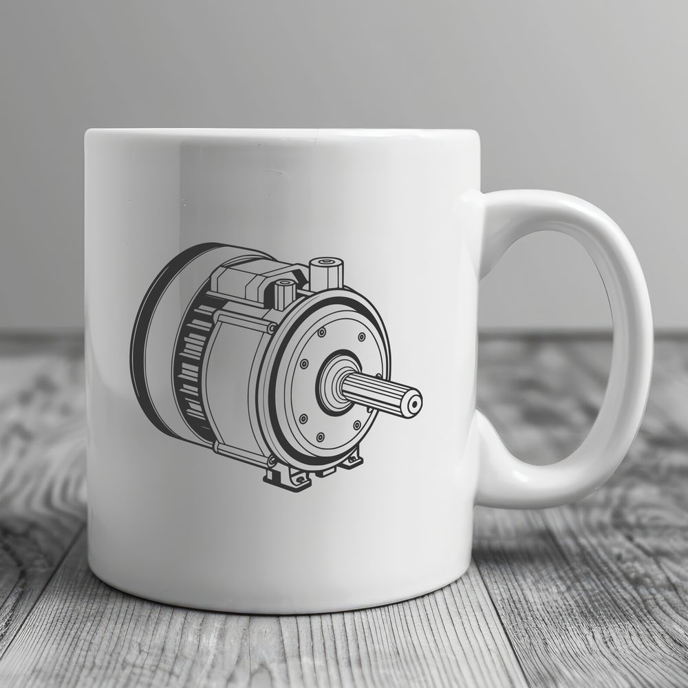 Beautiful Vector Art of a Motor An illustration of a modern electric motor, created as vector art for various design applications.