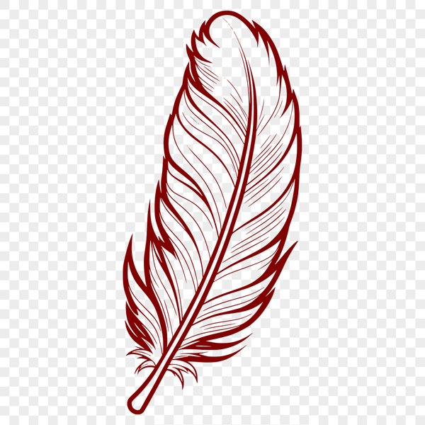 A stylized clip art design featuring a single feather, suitable for commercial and personal projects.