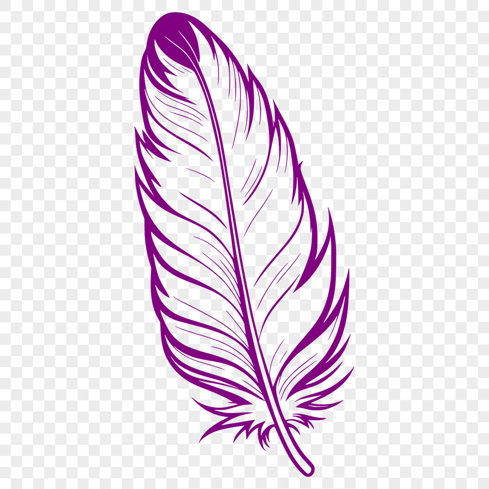 Elegant Feather Design SVG File A stylized feather design created using vector art, suitable for digital cutting machines or laser cutters.