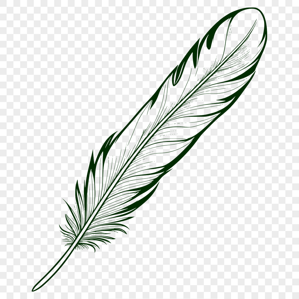 Simple Feather Design A stylized illustration of a feather made up of simple shapes, suitable for digital design and cutting projects.