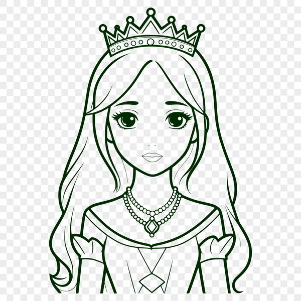 A detailed illustration of a young female princess in a regal setting.