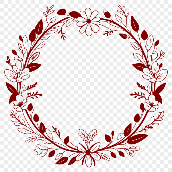 A handmade floral wreath design made from vector shapes, suitable for cutting machines or laser cutters.
