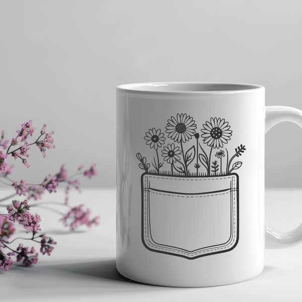 Wild Flower Pocket SVG Design A floral design featuring a pocket with a wild flower motif, ideal for crafting projects.