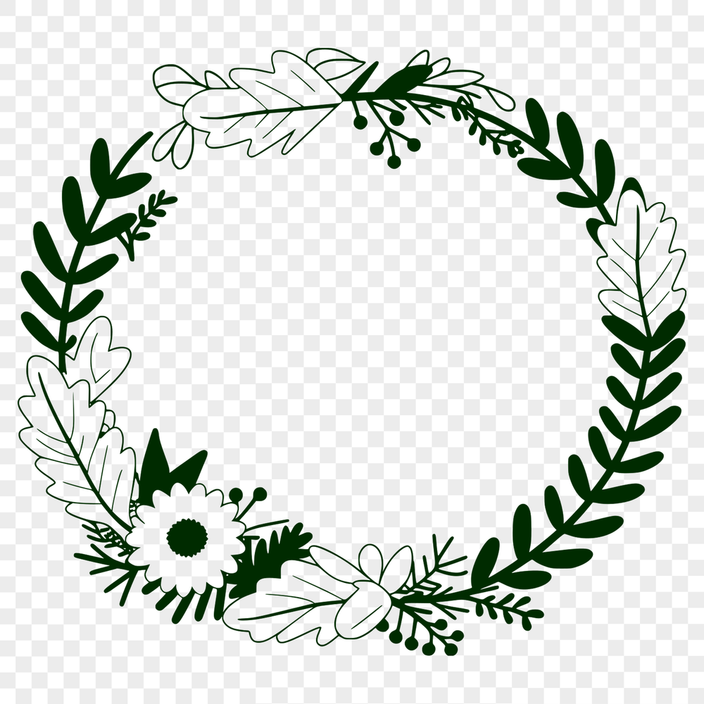 Interwoven Floral Garland A floral wreath design made up of intertwined flowers and foliage in a vector format.