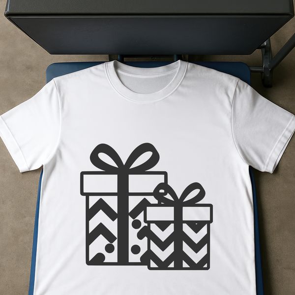 A stylized illustration of a wrapped present with a ribbon, suitable for various uses including crafting and digital design.