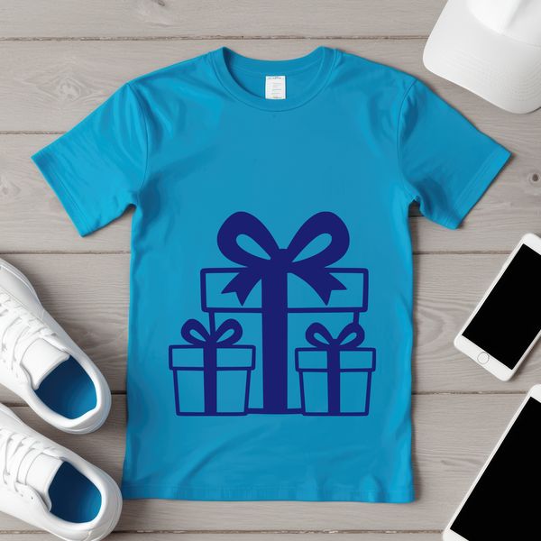 A vector illustration of a gift wrapped in festive paper with a ribbon and bow.