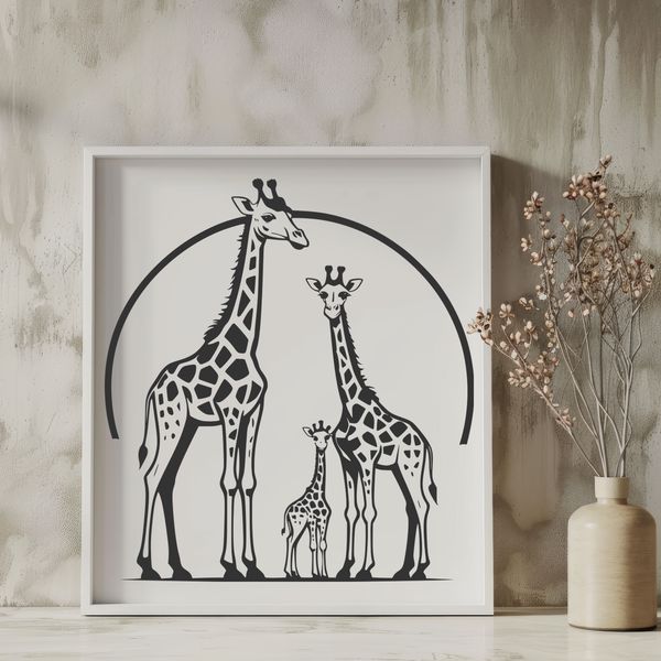 Tall Necked Creature Silhouette An SVG image of a tall-necked mammal with spots, commonly found on African safaris.