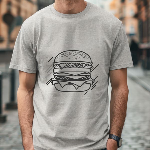 Classic Burger Illustration A stylized illustration of a classic hamburger with cheese and toppings.