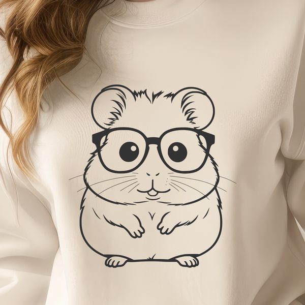 Cute Cartoon Hamster in Glasses A cartoon hamster wearing glasses, suitable for personal or commercial projects.