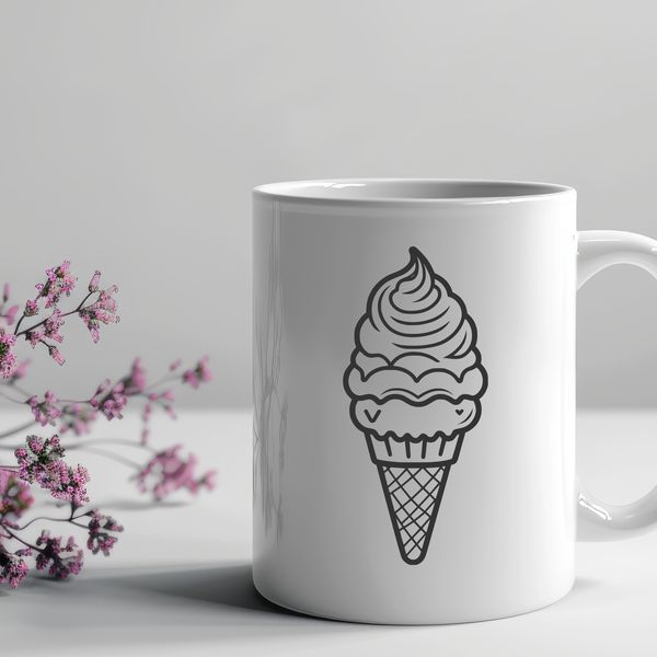Delicious Single Scoop Artwork A colorful illustration of a single scoop of ice cream with toppings on a cone.