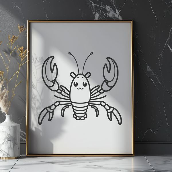 Beautiful Lobster SVG Graphic A detailed illustration of a lobster, designed as a vector graphic for digital and printing applications.